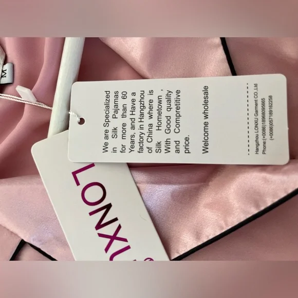 LONXU Medium pink silk pajama set **LUXURIOUS WASHABLE SILK NWT** - Picture 12 of 13